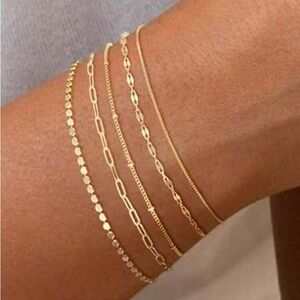 14KT G.P Minimalist Bracelet Set